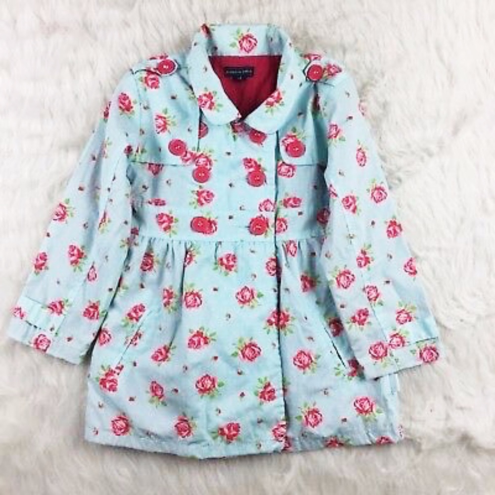 Pumpkin Patch Floral Print Trench Jacket